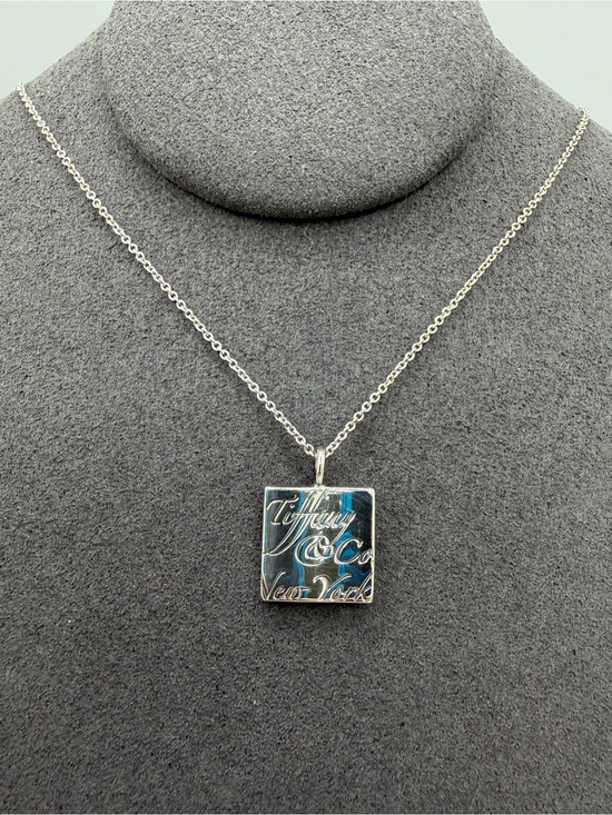 Tiffany & Co. Jewelry - 16” Tiffany & Co. Silver NY Notes Square Wavy Pendant Necklace in Pouch Rare
